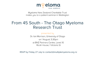 Patient Seminar: From 45 South – The Otago Myeloma Research Trust